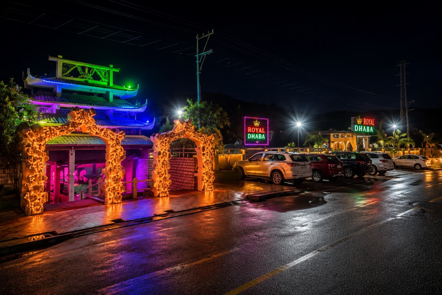 Wide shot of the highway entrance